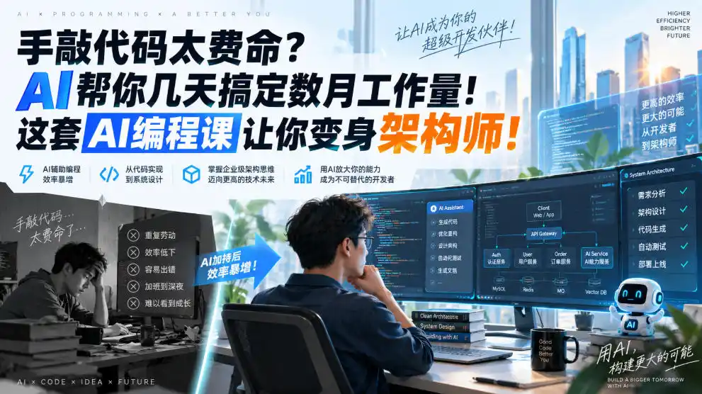 手敲代码太费命？AI帮你几天搞定数月工作量！这套AI编程课让你变身架构师！【原创双语字幕】-云途创业网