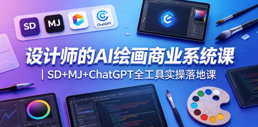设计师的AI绘画商业系统课｜SD+MJ+ChatGPT全工具实操落地课-云途创业网
