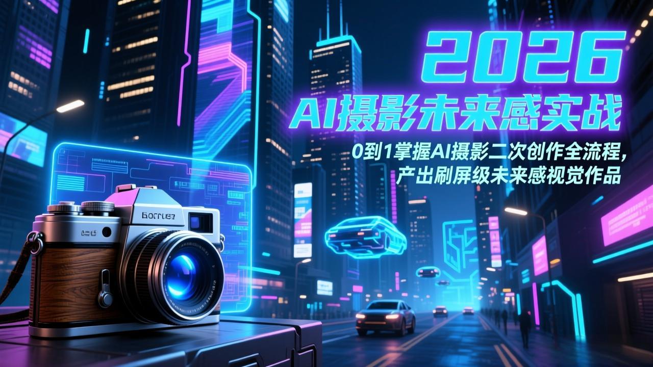 2026 AI摄影未来感实战：0到1掌握AI摄影二次创作全流程，产出刷屏级未来感视觉作品-云途创业网