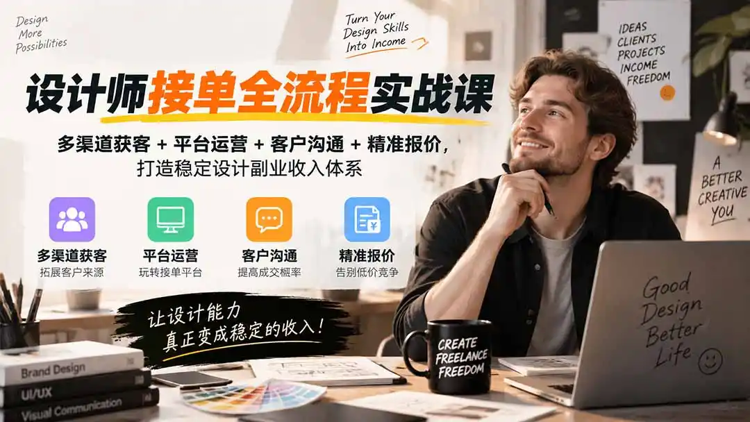 设计师接单全流程实战课-无水印｜多渠道获客+平台运营+客户沟通+精准报价，打造稳定设计副业收入体系-云途创业网