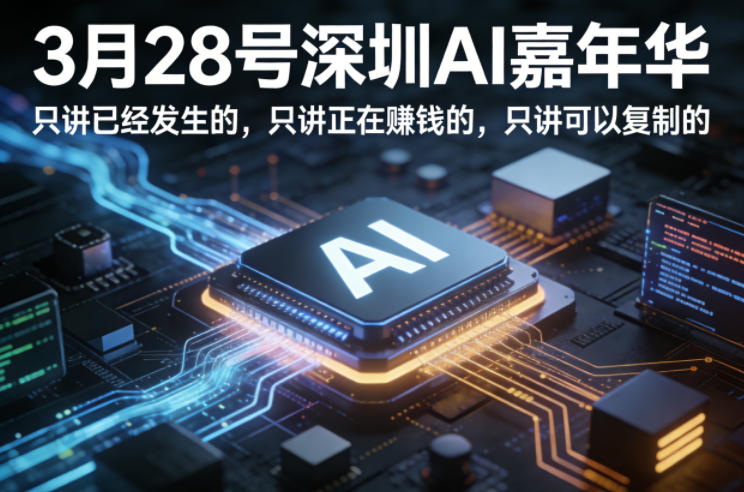 3月28号深圳AI嘉年华，只讲已经发生的，只讲正在賺钱的，只讲可以复制的-云途创业网