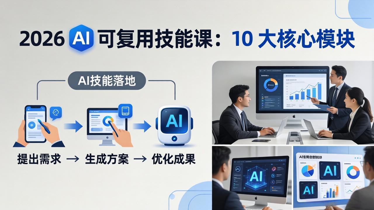 2026AI可复用技能-4月新课：10大核心模块，手把手教你把AI用进工作、产出成果-云途创业网