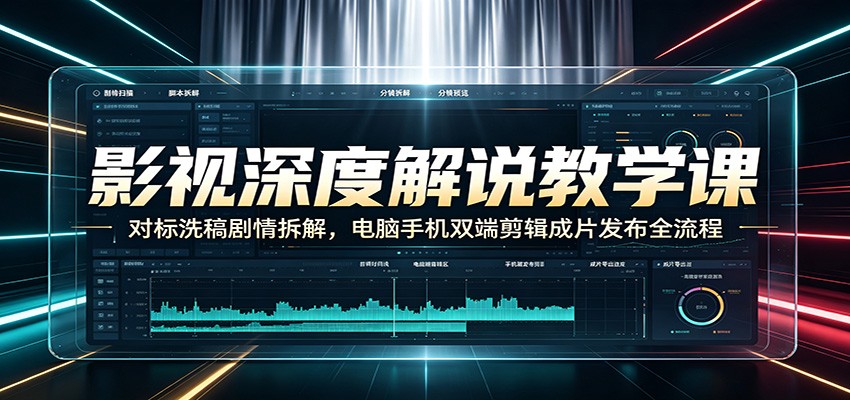 影视深度解说教学课:对标洗稿剧情拆解,电脑手机双端剪辑成片发布全流程-云途创业网