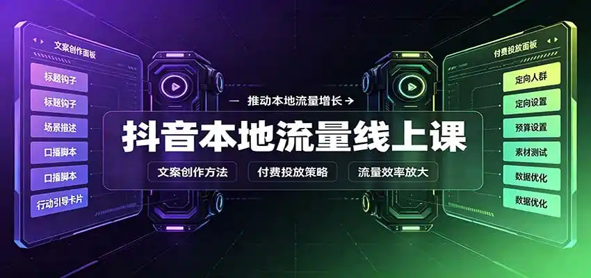 抖音本地流量线上课：账号搭建拍摄剪辑，文案创作与付费投放教学-云途创业网