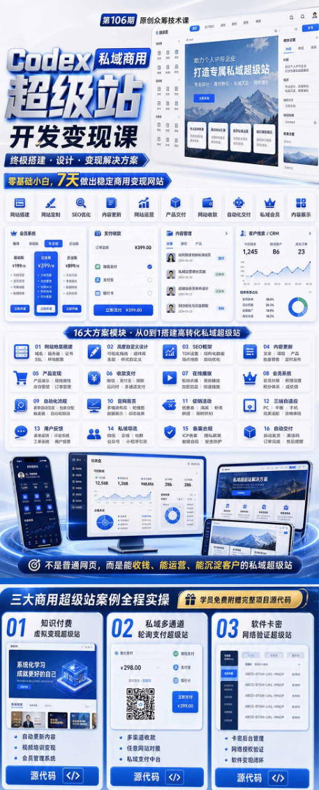 Codex私域商用超级站Ai开发变现课,7天带你从零基础到能自己动手做出能收钱、能运营、能沉淀客户的私域超级站-云途创业网
