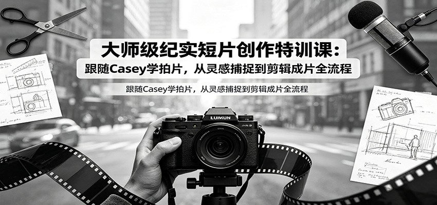 大师级纪实短片创作特训课:跟随Casey学拍片,从灵感捕捉到剪辑成片全流程-云途创业网