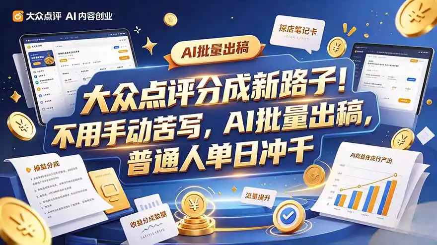大众点评副业新玩法,工具提效解放双手,批量做笔记,单日可破千 大众点评副业新玩法,工具提效解放双手,批量做笔记,单日可破千