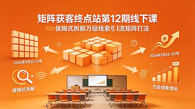 矩阵获客终点站第12期线下课 2026年5月22-23号 保姆式拆解万级线索引流矩阵打法-云途创业网