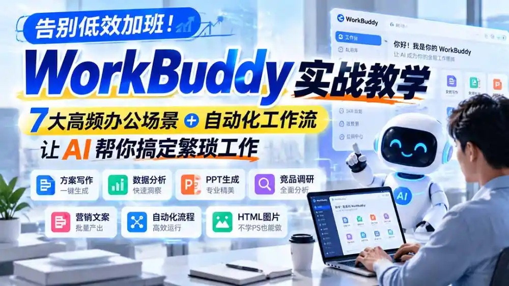 告别低效加班！WorkBuddy实战教学，7大高频办公场景＋自动化工作流，让AI帮你搞定繁琐工作-云途创业网