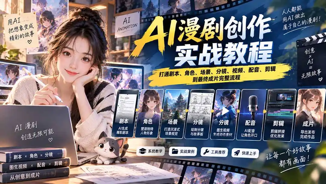 2026 AI漫剧创作实战教程：打通剧本、角色、场景、分镜、视频、配音、剪辑到最终成片完整流程-云途创业网