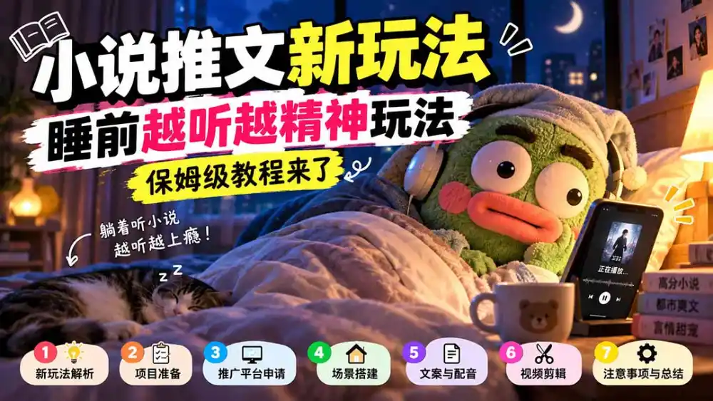 小说推文新玩法，睡前越听越精神玩法，保姆级教程来了-云途创业网