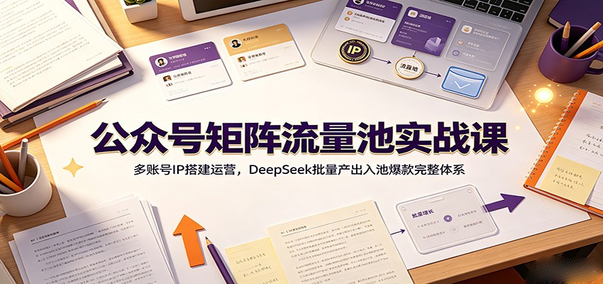 公众号矩阵流量池实战课：多账号IP搭建运营，DeepSeek批量产出入池爆款完整体系-云途创业网