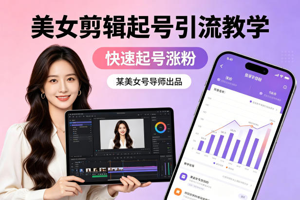 某美女号导师出品:美女剪辑起号引流教学,快速起号涨粉-云途创业网