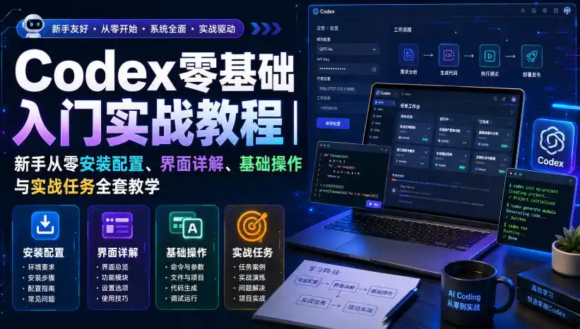 Codex零基础入门实战教程|新手从零安装配置、界面详解、基础操作与实战任务全套教学-云途创业网