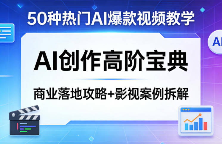 50种热门AI爆款视频教学,AI创作高阶宝典,商业落地攻略+影视案例拆解-云途创业网