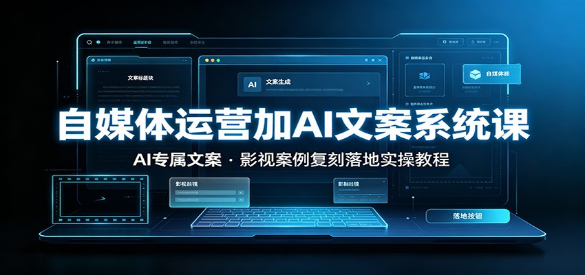 自媒体运营加AI文案系统课::AI专属文案,影视案例复刻落地实操教程-云途创业网