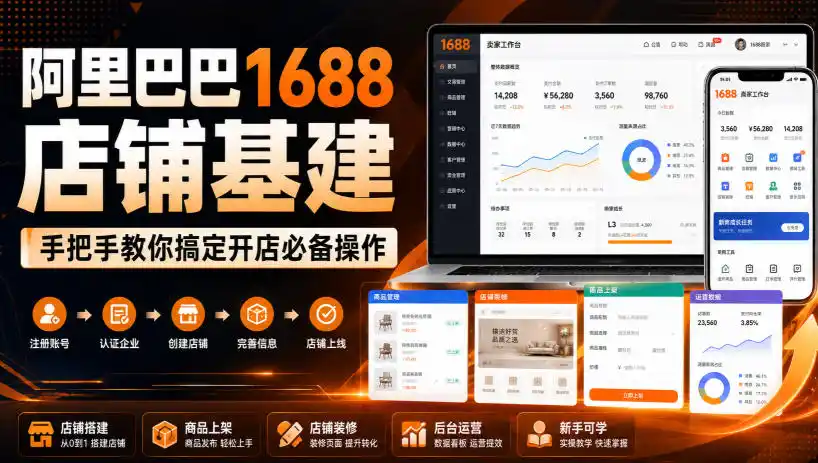 阿里巴巴1688店铺基建，手把手教你搞定开店必备操作(更新8月)-云途创业网