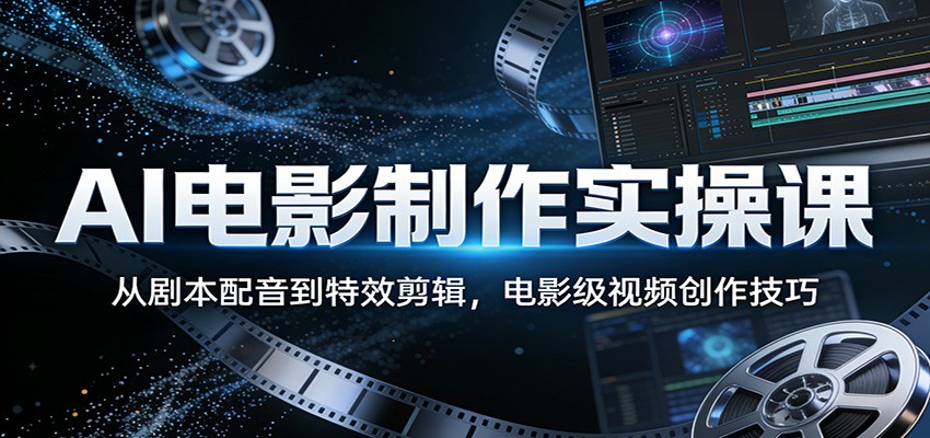 AI电影制作实操课：从剧本配音到特效剪辑，电影级视频创作技巧-云途创业网