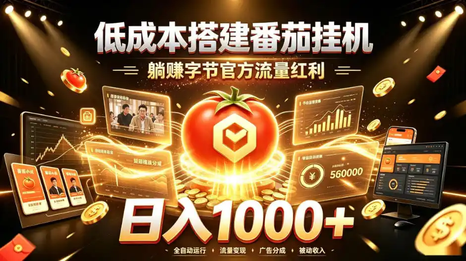 低成本搭建番茄挂G，躺賺字节官方流量红利，日入1k+，全程傻瓜式落地【揭秘】-云途创业网