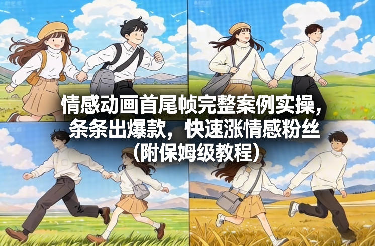 情感动画首尾帧完整案例实操，条条出爆款，快速涨情感粉丝(附保姆级教程)-云途创业网