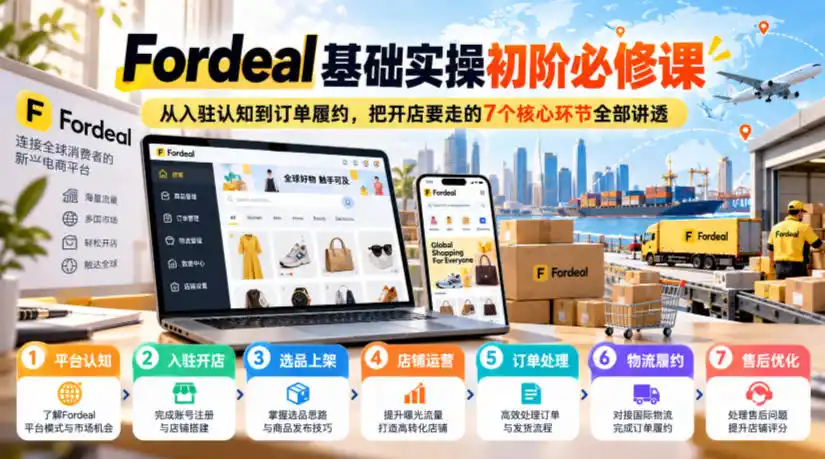 Fordeal基础实操初阶必修课，从入驻认知到订单履约，把开店要走的7个核心环节全部讲透-云途创业网