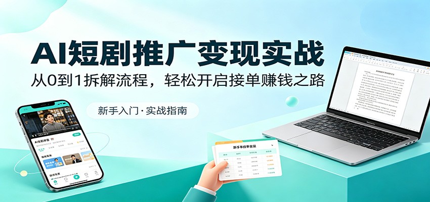 AI短剧推广变现实战：从0到1拆解流程，轻松开启接单赚钱之路-云途创业网