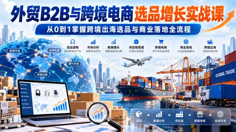 外贸B2B与跨境电商选品增长实战课，从0到1掌握跨境出海选品与商业落地全流程-云途创业网