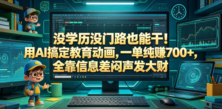 没学历没门路也能干!用AI搞定教育动画,一单纯賺700+,全靠信息差闷声发大财【揭秘】-云途创业网