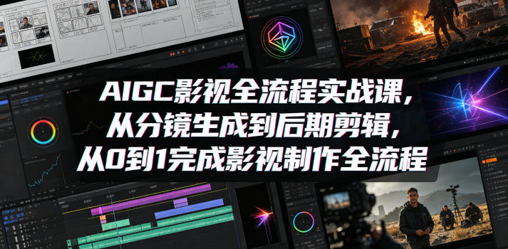 AIGC影视全流程实战课,从分镜生成到后期剪辑,从0到1完成影视制作全流程