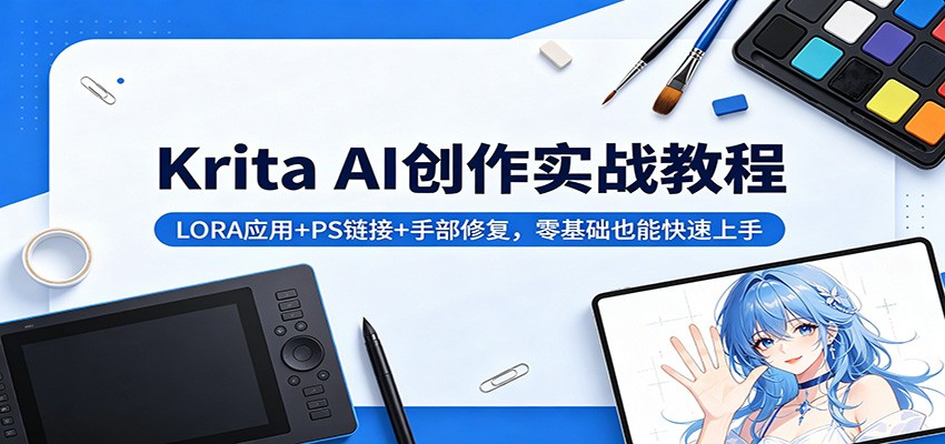 Krita AI创作实战教程：LORA应用+PS链接+手部修复，零基础也能快速上手-云途创业网