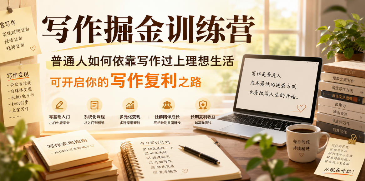 写作掘金训练营,普通人如何依靠写作过上理想生活,可开启你的写作复利之路(更新6月)-云途创业网