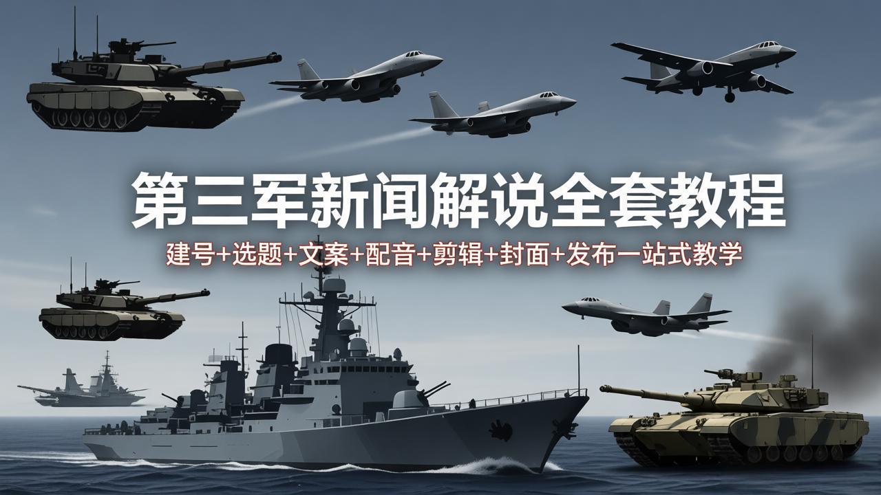 第三军迷新闻解说全套教程:建号+选题+文案+配音+剪辑+封面+发布一站式教学-云途创业网