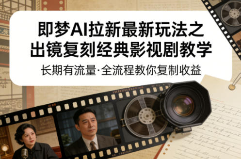 即梦AI拉新最新玩法之出镜复刻经典影视剧教学，长期有流量，全流程教你复制收益-云途创业网