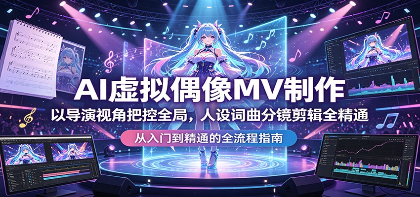 AI虚拟偶像MV制作：以导演视角把控全局，人设词曲分镜剪辑全精通-云途创业网