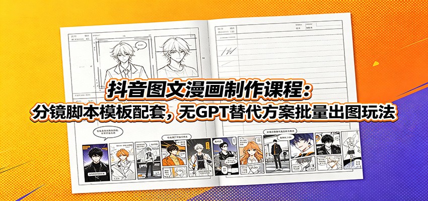 抖音图文漫画制作课程:分镜脚本模板配套,无GPT替代方案批量出图玩法-云途创业网