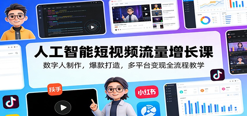 人工智能短视频流量增长课:数字人制作,爆款打造,多平台变现全流程教学-云途创业网