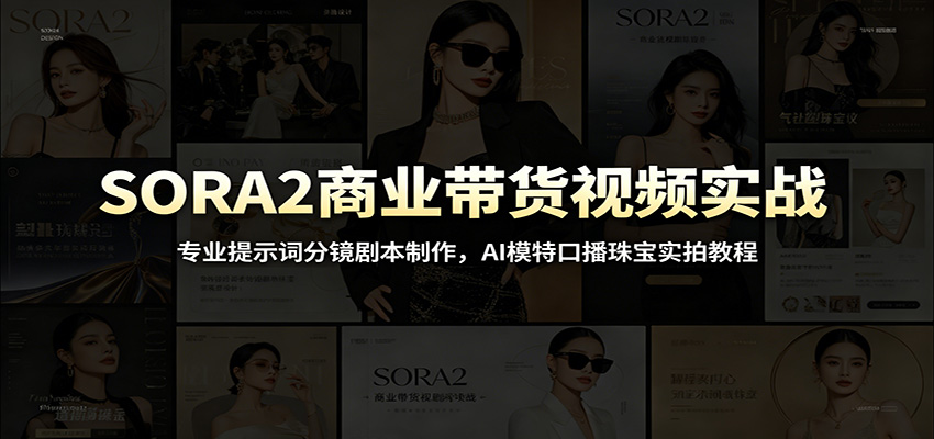 SORA2商业带货视频实战：专业提示词分镜剧本制作，AI模特口播珠宝实拍教程-云途创业网
