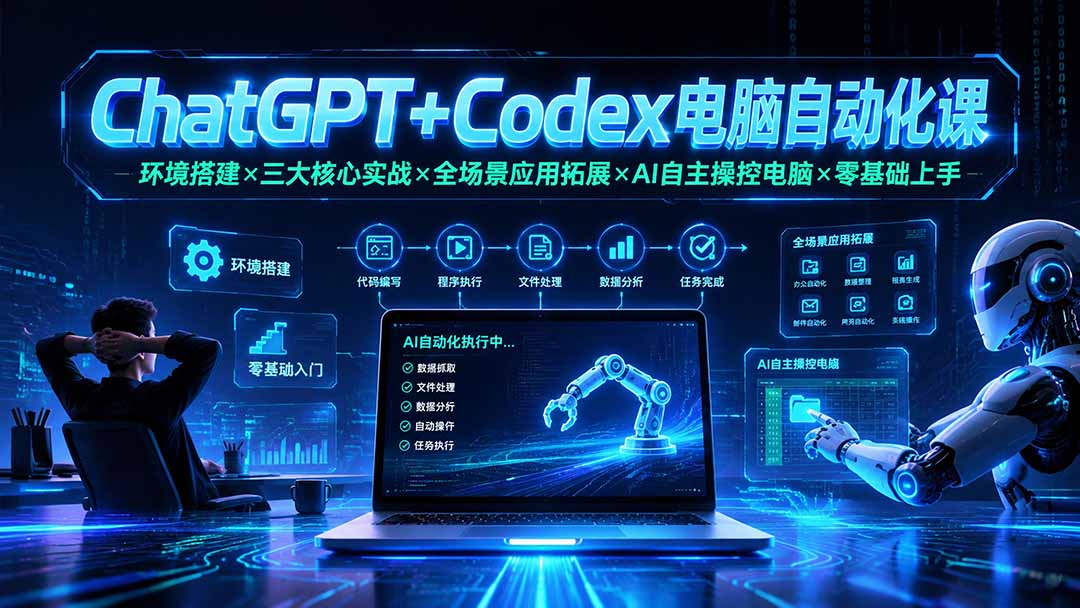 ChatGPT+Codex电脑自动化课：环境搭建×三大核心实战×全场景应用拓展×AI自主操控电脑×零基础上手-云途创业网