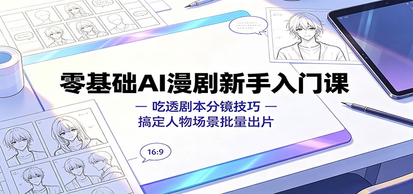 零基础AI漫剧新手入门课：吃透剧本分镜技巧，搞定人物场景批量出片-云途创业网