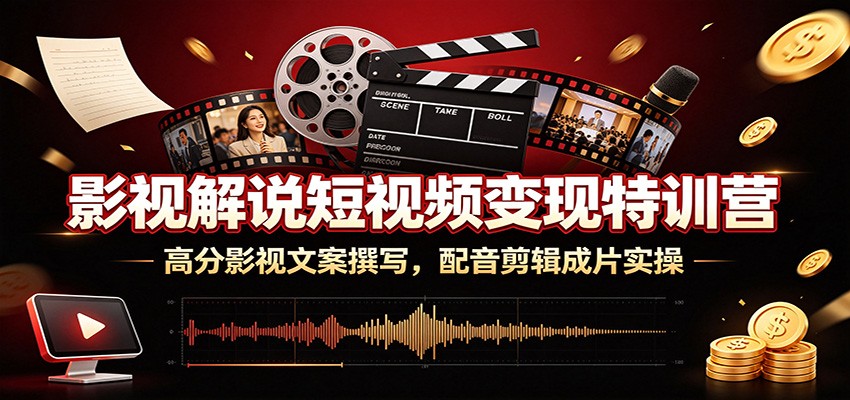 影视解说短视频变现特训营：高分影视文案撰写，配音剪辑成片实操-云途创业网