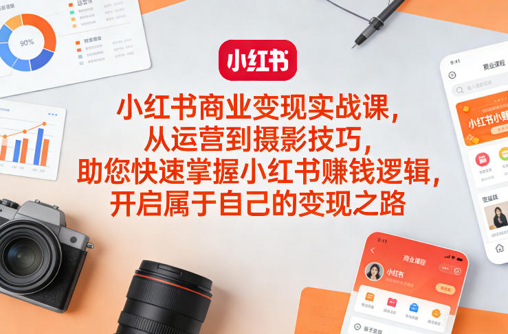 小红书商业变现实战课,从运营到摄影技巧,助您快速掌握小红书賺钱逻辑,开启属于自己的变现之路-云途创业网