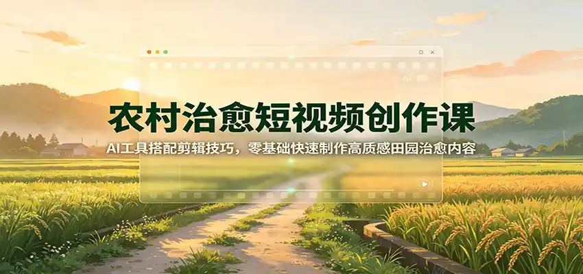 农村治愈短视频创作课：AI工具搭配剪辑技巧，零基础快速制作高质感田园治愈内容-云途创业网