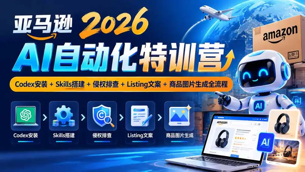 亚马逊2026AI自动化-10月特训营：Codex安装+Skills搭建+侵权排查+Listing文案+商品图片生成全流程-云途创业网