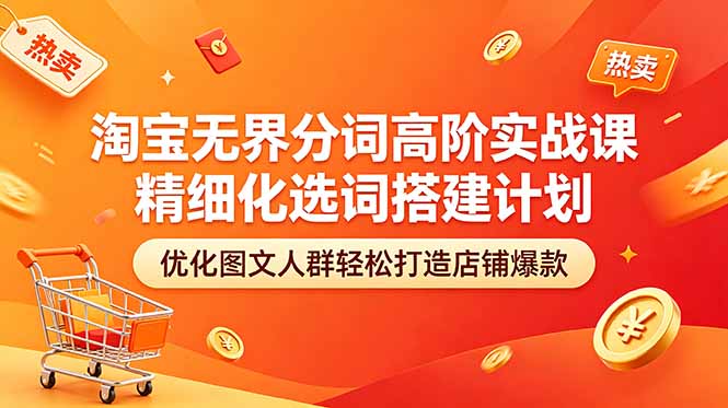 淘宝无界分词高阶实战课 精细化选词搭建计划 优化图文人群轻松打造店铺爆款-云途创业网