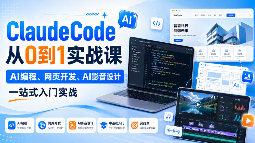 ClaudeCode从0到1实战课，AI编程、网页开发、AI影音设计一站式入门实战-云途创业网