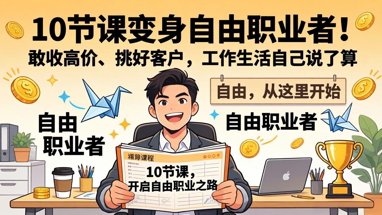 10 节课变身自由职业者!敢收高价、挑好客户,工作生活自己说了算-云途创业网