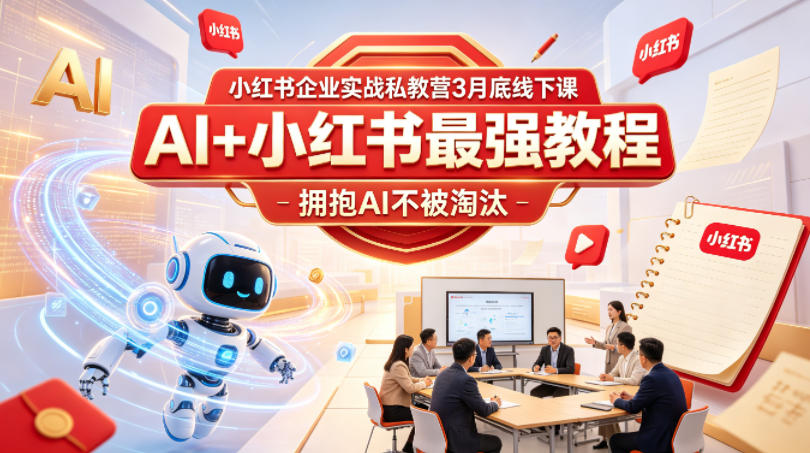 小红书企业实战私教营3月底线下课，AI+小红书最强教程，拥抱AI不被淘汰-云途创业网