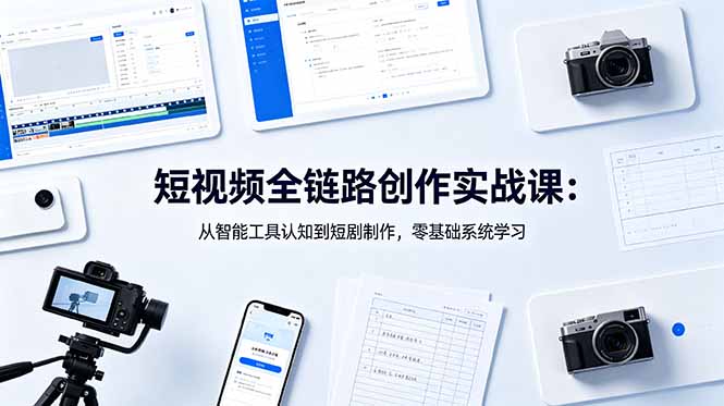 短视频全链路创作实战课：从智能工具认知到短剧制作，零基础系统学习-云途创业网