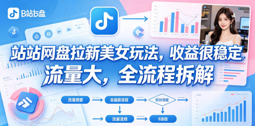 B站网盘拉新美女玩法,收益很稳定,流量大,全流程拆解-云途创业网