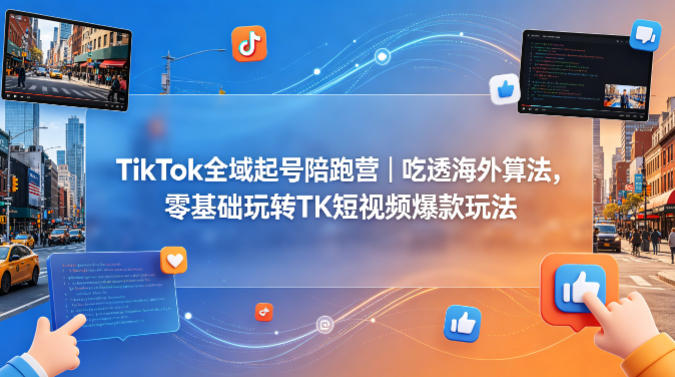 TikTok全域起号陪跑营|吃透海外算法,零基础玩转TK短视频爆款玩法-云途创业网